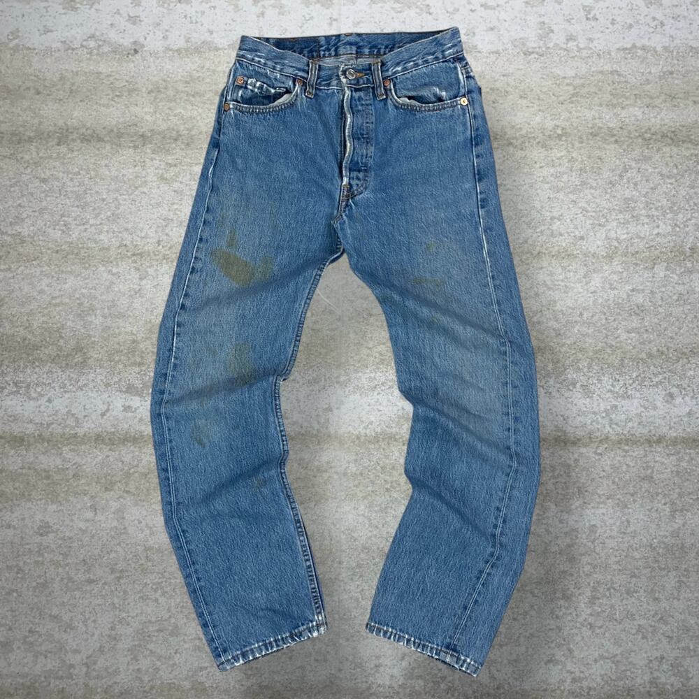 Vintage 90s Levis Jeans 501 28x30 Regular Straight Leg Fit Medium Wash Made USA - Picture 2 of 10